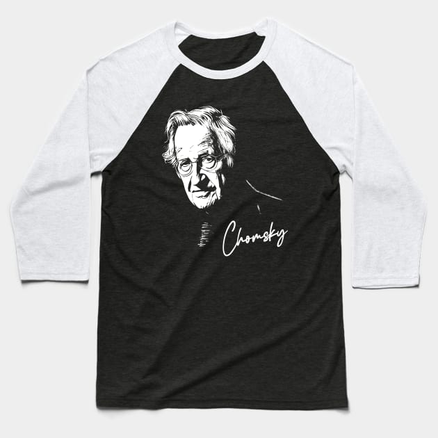 Noam Chomsky Baseball T-Shirt by DankFutura